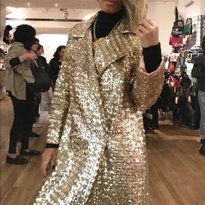 ILGWU 70s Vintage GOLD SEQUIN DUSTER long coat